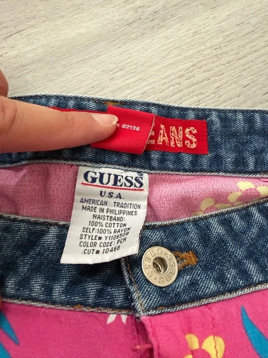 Guess Pink Floral Mini Skirt with Denim-Look Waistband - Picture 6 of 6